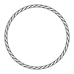 Line drawing circular frame made from thick, braided rope