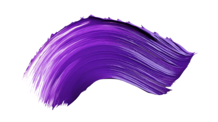 Purple paint brush stroke on transparent background creating dynamic shape