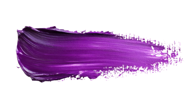 Purple paint brush stroke on transparent background