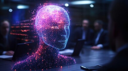 Fototapeta premium Digital AI Agent Visualized as a Dynamic Hologram