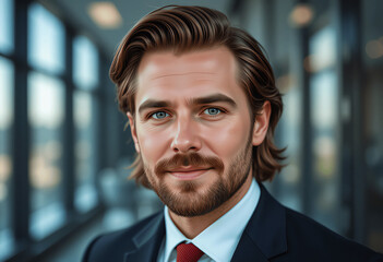 Fototapeta premium Headshot Professional Man in Corporate Setting