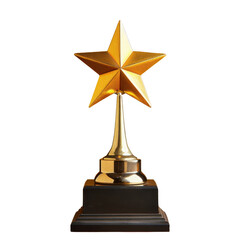 Golden star trophy on black base, symbolizing achievement and success. Perfect for awards, recognition, and celebrations