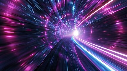 Obraz premium Futuristic hyper jump 3D spaceflight illustration with radiant cosmic energy and vibrant nebula trails