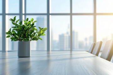 Obraz premium Modern Minimalist Business Environment with Creative Plant Decoration