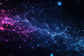 Fototapeta premium Abstract network connection, glowing nodes, dark background, digital technology