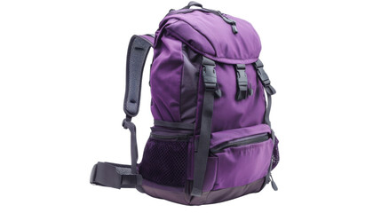 Naklejka premium Purple backpack isolated on transparent background, ready for adventure