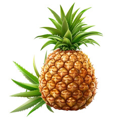 Fototapeta premium Fresh pineapple with vibrant green leaves, showcasing its tropical appeal and juicy texture. Perfect for summer dishes and beverages