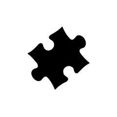 Single Black Puzzle Piece Isolated On White Background