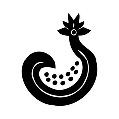 Stylized black bird silhouette with circular design