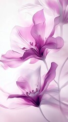 Magenta and Soft White Floral Abstract Design in Soft Background