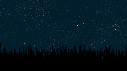 a a movement of stars in the night sky with the view of mountains..