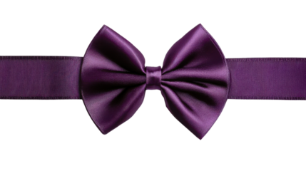 Purple bow and ribbon on transparent background, perfect for gift decoration