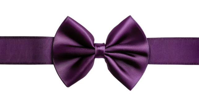 Purple bow and ribbon on transparent background, perfect for gift decoration - Powered by Adobe