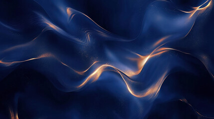 Obraz premium A breathtaking digital background, deep navy tones with graceful golden streaks, flowing silk-like patterns