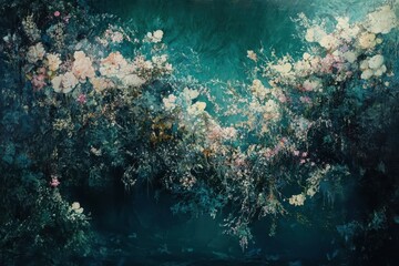 Fototapeta premium Vibrant Floral Scene with Abstract Background and Rich Color Palette