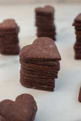 Valentines day cookies. 
homemade chocolate heart cookies 
