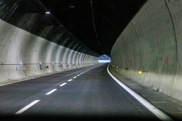 driving through tunnel in Alpes