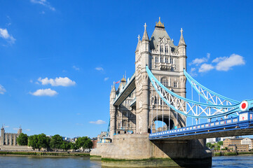 Fototapeta na wymiar ロンドンにあるテムズ川に架かるタワーブリッジのとても美しい風景Beautiful view of Tower Bridge over the River Thames in London