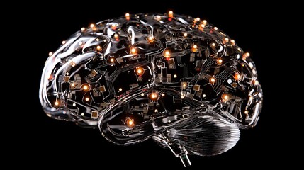 intelligence cognitive optimization concept. Brain augmentation chip image