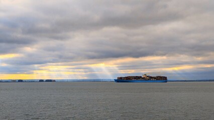 Cargo ship in the sea