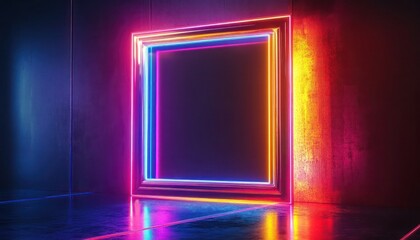 Abstract futuristic frame mockup with holographic light effects