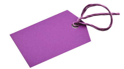 Purple blank label with string on transparent background