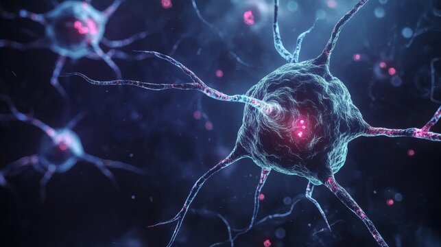 Futuristic digital illustration of dna molecules and neurological connections representing advanced medical technology, genetic research, and biotechnology innovations