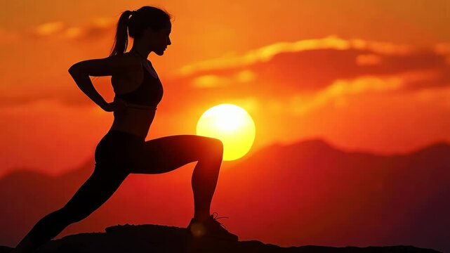 Silhouette of Athlete at Sunset