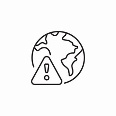 Globe planet Earth warning icon vector sign