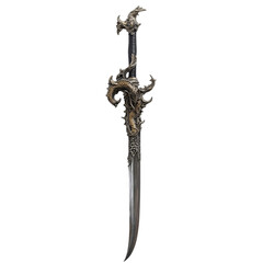 Polished two-handed sword with a sleek, slightly curved blade and intricate dragon-themed hilt, ideal for collectors and fantasy enthusiasts.