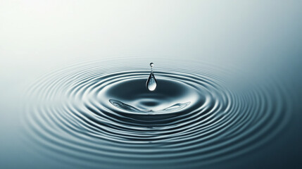 Clear water drop creating circular ripples.