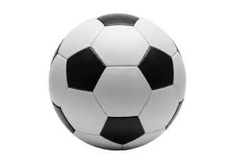Fototapeta premium A classic black-and-white soccer ball with pentagonal and hexagonal patterns, isolated on a white background