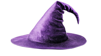 Purple witch hat isolated on transparent background for halloween party costume