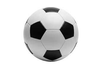 Fototapeta premium A classic black-and-white soccer ball with pentagonal and hexagonal patterns, isolated on a white background