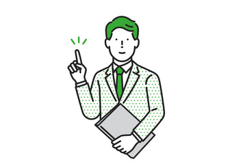 ポイントを強調するスーツを着たビジネスマン