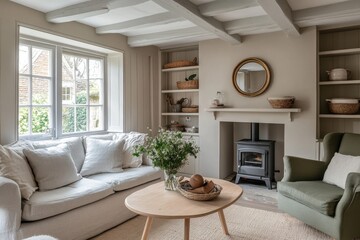 Cozy living room interior design modern home decor style warm ambiance natural light comfort and serenity