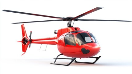 Fototapeta premium A bubbly helicopter with heart-shaped rotor blades, isolated on white