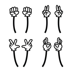 Collection of retro hands cartoon and comic illustration vector