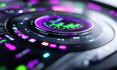 Futuristic interface, data visualization, glowing display, technology, abstract background, digital art, website design