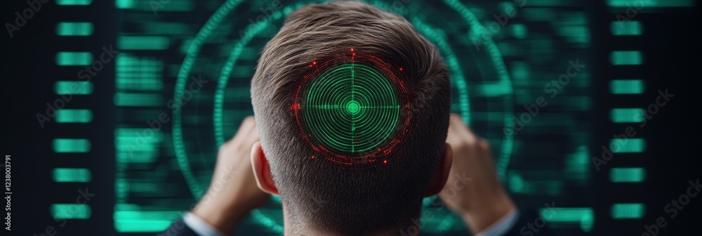 Poster Futuristic Weather Analytics Dashboard Male Meteorologist with Digital Radar Imagery and Forecast Models - Advanced Data Research for Tech-Driven Climate Solutions
