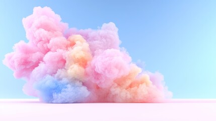 Joyful Rainbow Ink Clouds - Abstract Colorful Pink Background