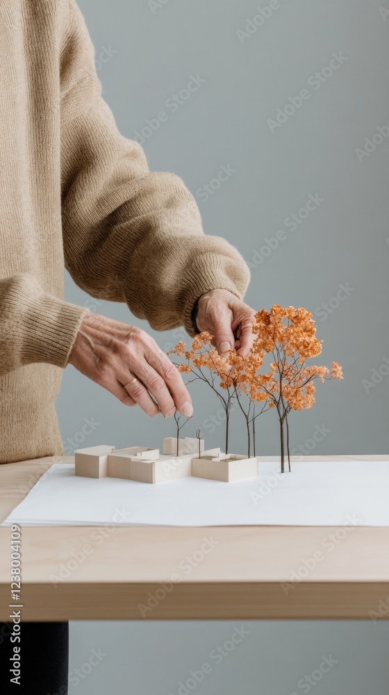 Aufkleber neutral-toned architectural model with minimalist design innovative urban planning for architecture 