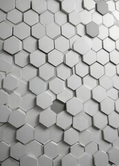 Naklejka premium Irregular arrangement of hexagonal tiles creating a chaotic mosaic, pattern, arrangement