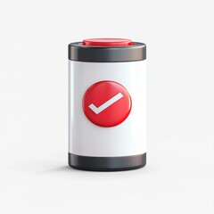 Obraz premium dead battery icon with a red warning symbol, centered on a clean white background