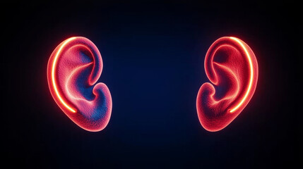 Obraz premium Glowing ears in vibrant colors against dark background, showcasing contrast and detail