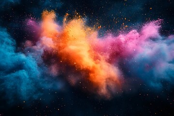 Fototapeta premium a burst of holi powder exploding in the air, with vibrant colors suspended in motion. colorful holi powder blowing up