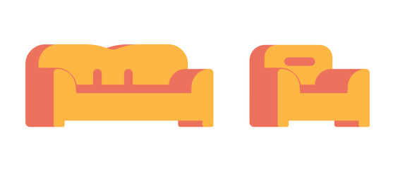 Sofa couch and armchair home furniture modern icon vector isolated modern graphic illustration set flat cartoon 3d style minimal design image clip art  

