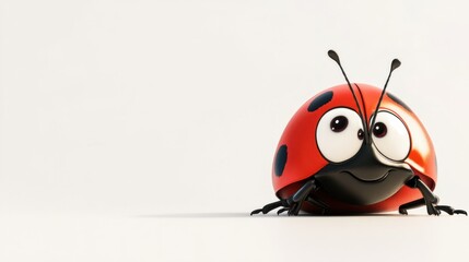 Naklejka premium A curious ladybug peeking from the side with a playful smirk, isolated on white