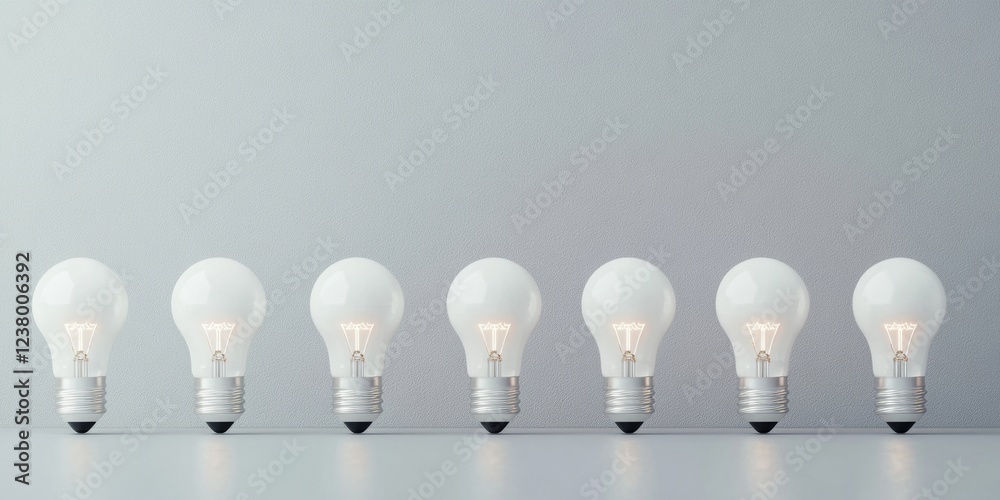 Poster minimalist modern energy display diverse light bulbs on sleek surface - streamlined efficiency conce