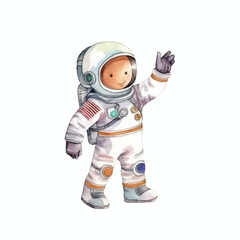 watercolors Astronaut dabbing illustration 